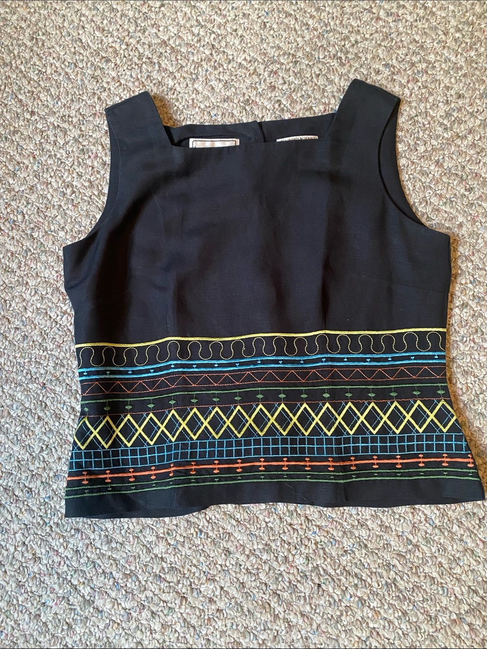 Karin Stevens Vintage 90’s Linen Blend Embroidered Tank Top